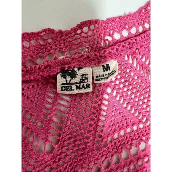 Del Mar Boho Lace Tunic Pink V neck Cap sleeve Size M - Picture 8 of 9